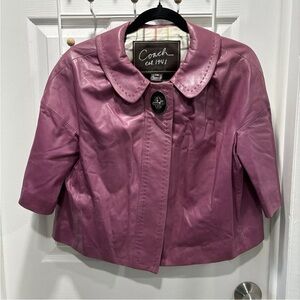 Coach Women's Pink Leather Jacket